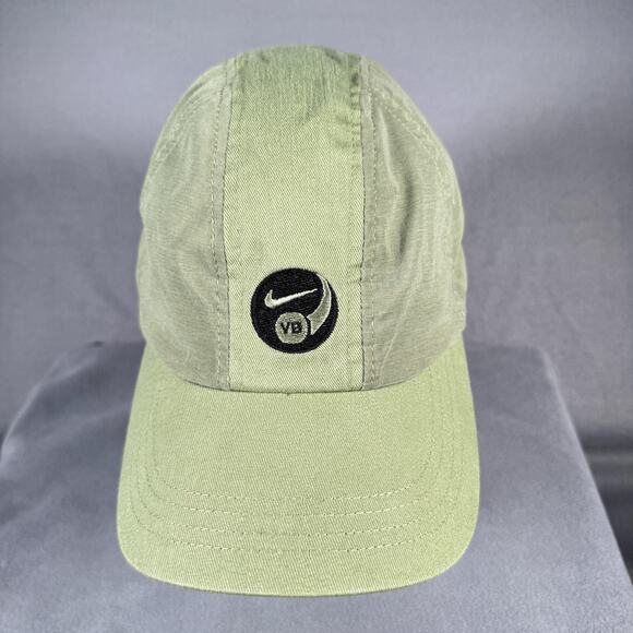 Vintage Nike VB Hat 7 Panel Swoosh Green Volleyball 90s Volleyball Strapback - Picture 1 of 10